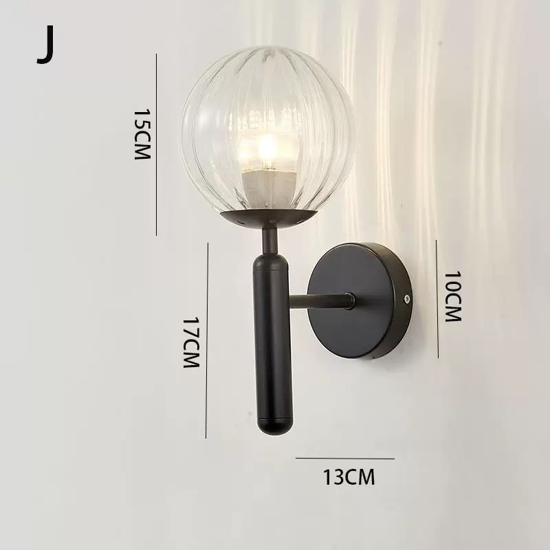 Lámpara de Pared Interior para Pasillo de Aluminio y Vidrio con Interruptor de Perilla para Dormitorio y Balcón