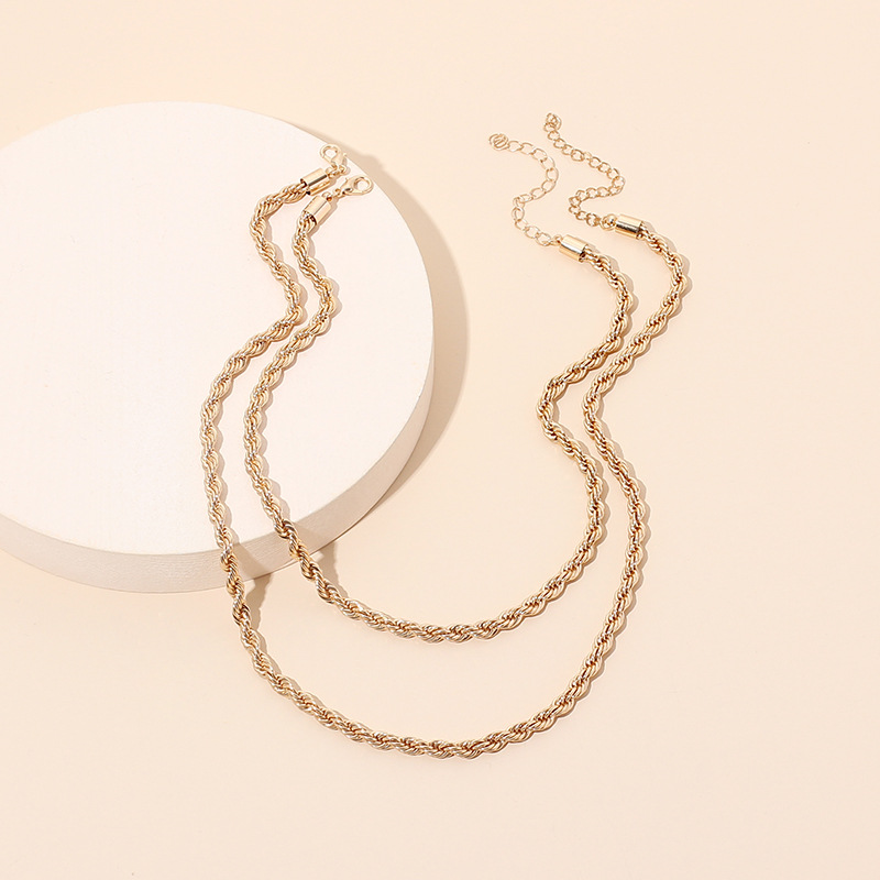 39g Weight Necklace Classification Wedding, Travel Occasion Women'S Gender Fashion Stacked Twist Alloy Necklace Bracelet Set Wholesale 8