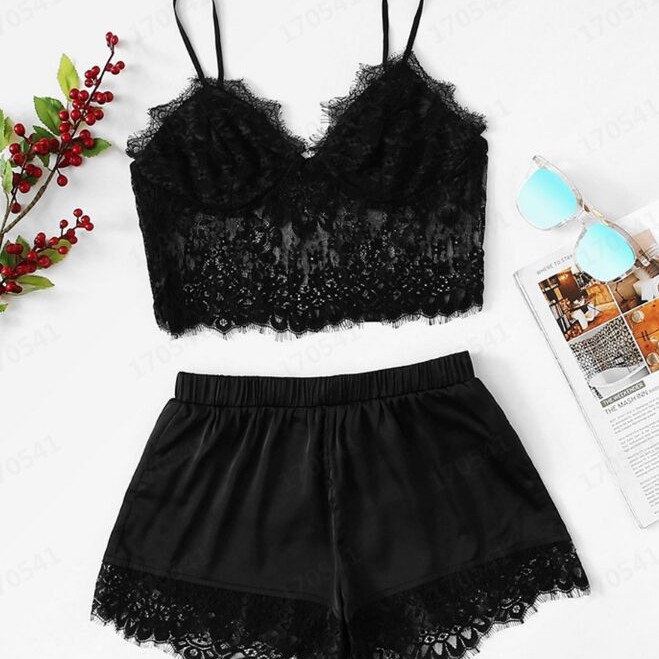 Summer Women's artificial silk sling Princess pajamas sexy extreme temptation two-piece underwear nightdress homewear Summer Women's artificial silk sling Princess pajamas sexy extreme temptation two-piece underwear nightdress homewear
