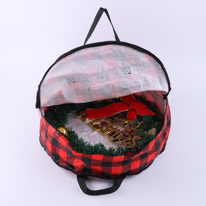 Bolsa de almacenamiento transparente de PVC para guirnaldas navideñas transfronterizas, decoración de árboles de Navidad, guirnalda redonda, bolsa colgante para regalo.
