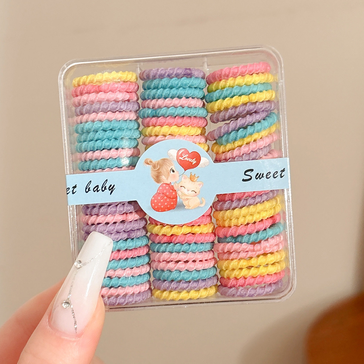 Caricatura encantadora anillo de pelo pulgar no daña el cabello de los niños correa de correa pequeña cuerda de cabello para niñas cuerda de cabello