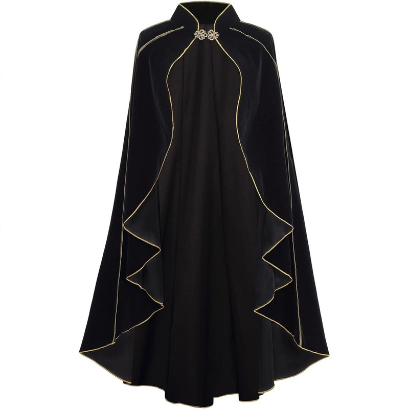 2025 European and American Cross-Border New Cape Halloween Stand-Up Collar Deerskin Velvet Clothing Cloak Stage Play Performance Costume
