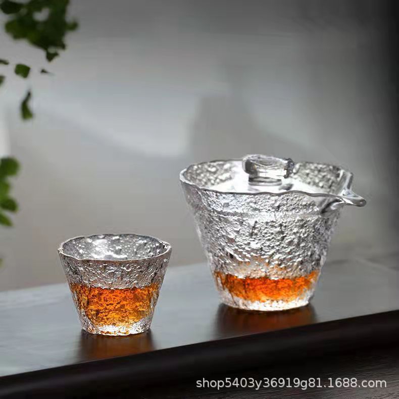 Vidrio de rocío de hielo japonés Phnom Penh Taza de té Oficina Inicio Juego de té Kung Fu Tazón de té Taza de té con patrón de martillo al por mayor