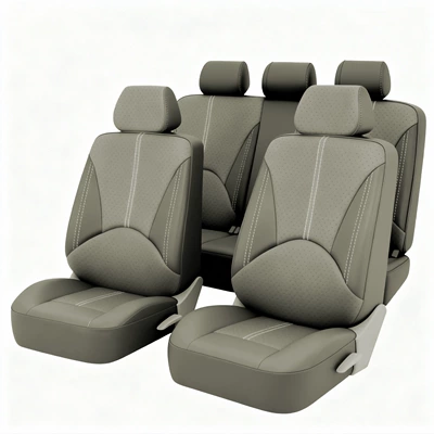 Pu Leather Export Universal Car: Universal seat cover - perforated-gray-9-piece-set-five-seat-complete-set