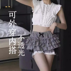 少女風ロリータのケーキのスカートの提灯の多層のレースの蓬のスカートの女性の蝶結びの防走光の王女のショートパンツ