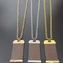 L老花毛衣链老花皮项链钛钢不掉色轻奢欧美大牌时尚方牌项链
