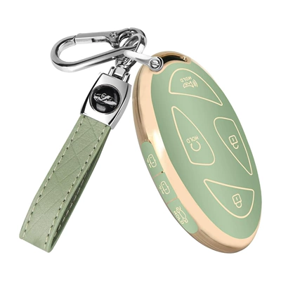 Soft Rubber Case Car Key — Car key bag - bagged-modern-l-gold-edge-7-key-green