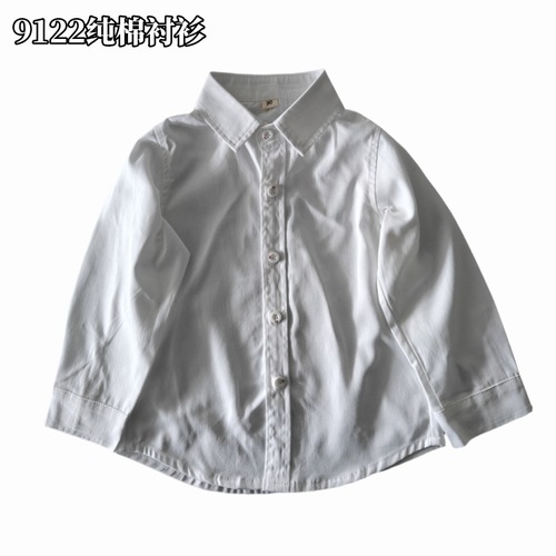 Children's shirts for autumn and winter, long-sleeved shirts for trendy kids, small white shirts for little boys.