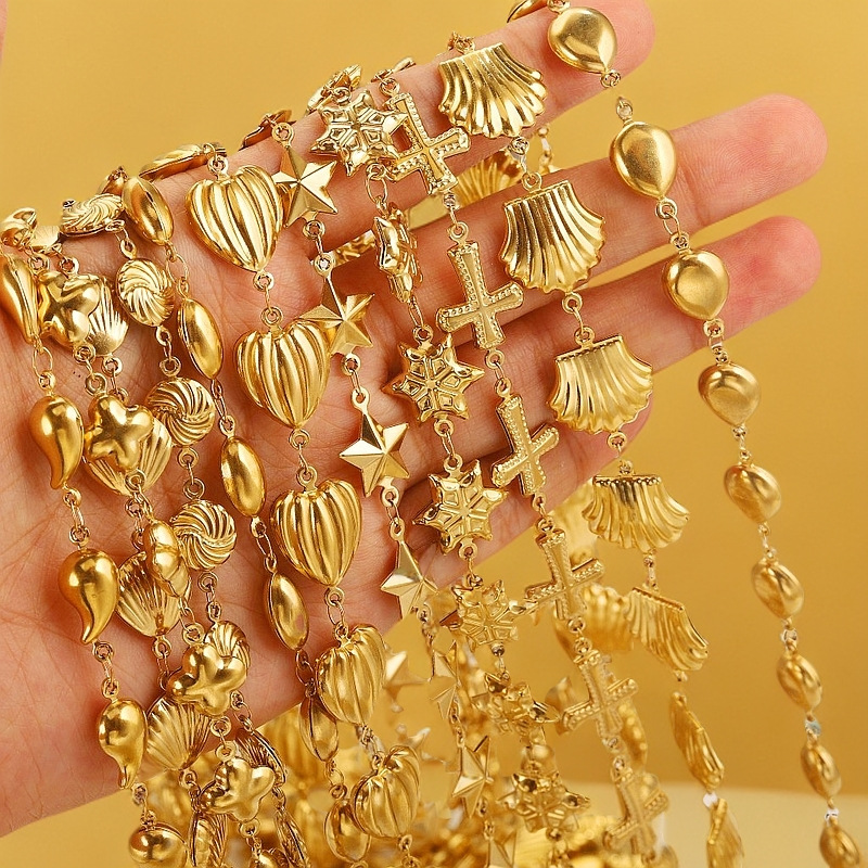 43g Weight Chain Jewelry Making Type Chain Classification 1 Piece Quantity 1 Piece 304 Stainless Steel Chain Chain Retro Classic Style Star Heart Shape Snowflake