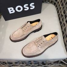 秋季反绒皮鞋男真皮翻毛皮商务休闲英伦正装圆头德比鞋磨砂皮男鞋