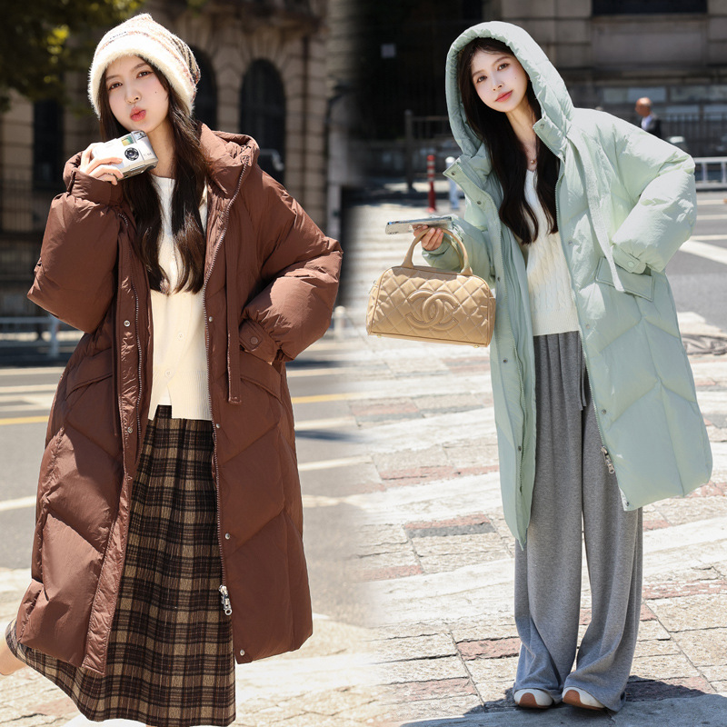 加肥加大码200斤羽绒服女2025冬新款韩版胖MM中长款加厚连帽外套