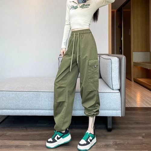 Women's Fall Comfortive Flowy Loose Straight Wide Leg Pant with Elastic Waist Ankle Leisure American Sport Pants