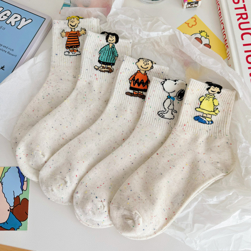 Snoopy Cartoon Socks Children's Point Yarn Stocking Cartoon Cute Japanese Cotton Socks All-match Sports Women's Socks