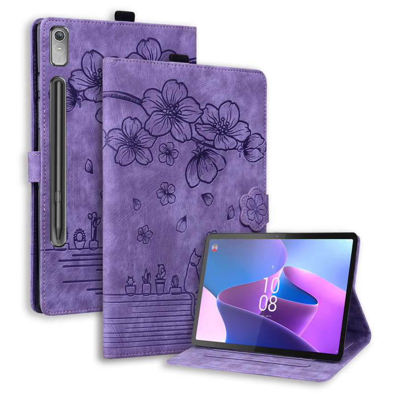Suitable for Lenovo Tab M10 Tablet Leather Case M9 Retro Frosted Embossed Card Holder Leather Case P11Pro