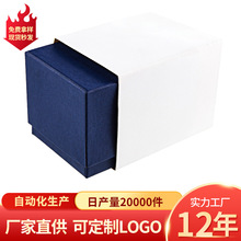 蓝白条手表盒礼品盒精品盒翻盖盒带枕头包纸盒批发定做