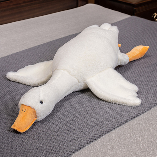 Simulation White Goose Plush Toy Long Throw Pillow Children's Soothing Goose Cuddle Pillow Creative Stuffed Animal Gift for Girls