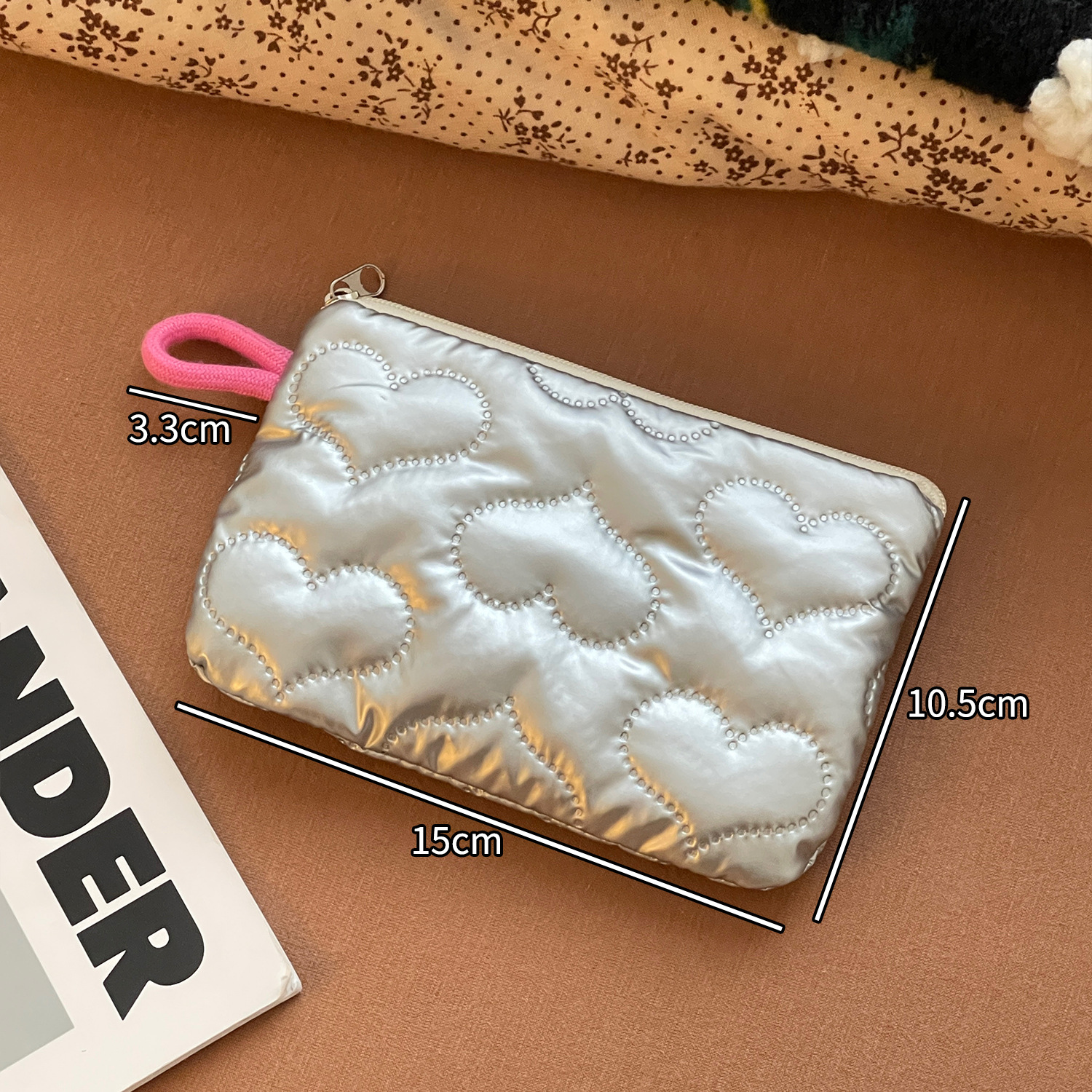 2025 nuevo bolso de maquillaje portátil diamante plata amor bolso de mano bolsa bolsa de cambio bolsa de higiene