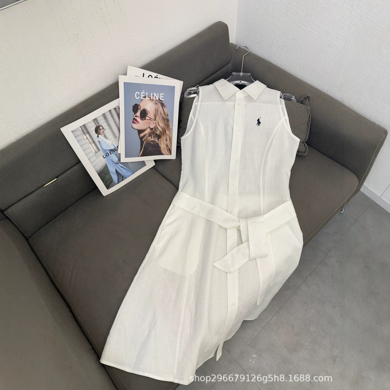 French-Style Nanyou Vest Dress, Spring and Summer American-Style Sleeveless White Dress, Small Label Warhorse-Style Elegant Linen Shirt Long Dress French-Style Nanyou Vest Dress, Spring and Summer American-Style Sleeveless White Dress, Small Label Warhorse-Style Elegant Linen Shirt Long Dress