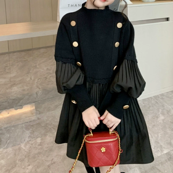 Осеннее дизайнерское связанное детское платье, для подростков, стиль Chanel, тренд сезона