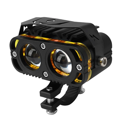 Cross-Border Motorcycle Led Spotlights, Electric Vehicle High and Low Beam Paving Auxiliary Lights, Motorcycle Waterproof Headlights, Spotlights (Motorcycle headlights, headlights) - white-and-yellow-flash-red-devil-eyes