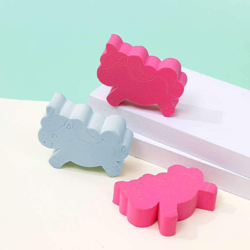 Unicornio personalizado polvo plano de animales no comer polvo seco y húmedo no de látex esponja de maquillaje huevo de maquillaje