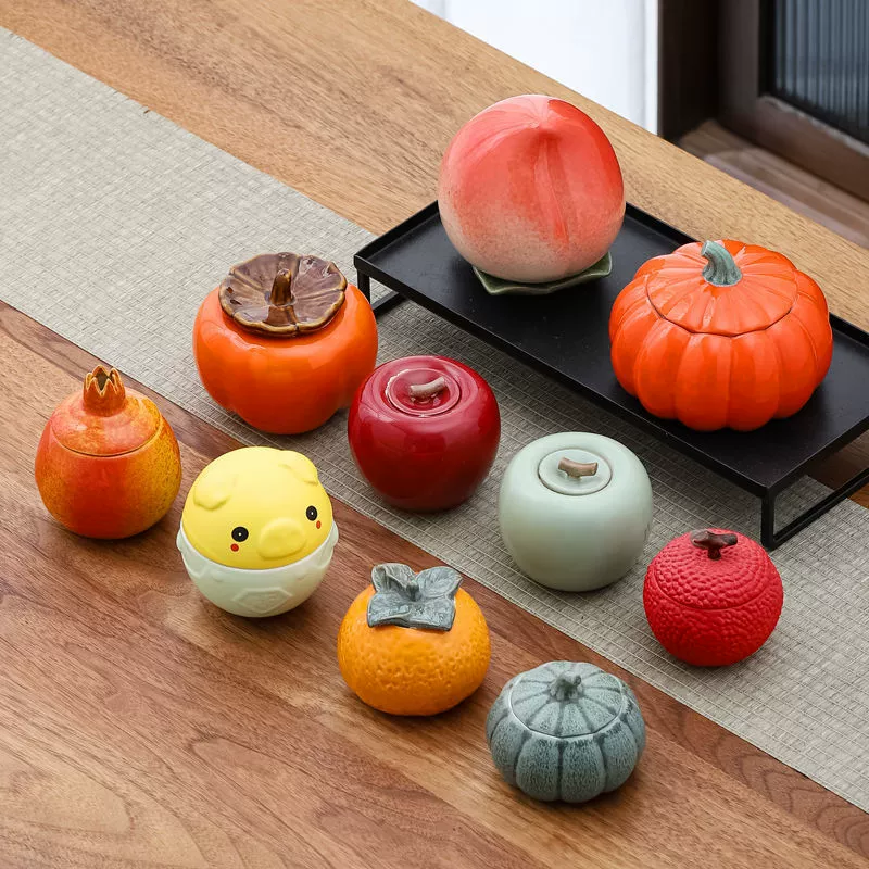 Фарфоровые украшения, керамическая банка для чая «Удачи», оранжевая герметичная банка, банка для хранения фруктового чая, логотип для игры в чай