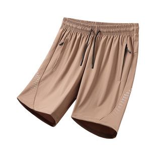 2025 New Arrival Shorts Men's Summer Thin Casual Men's Quick-drying Five-point Pants Double-length Flat Ice Silk Loose plus size