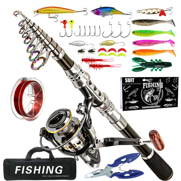 Cross-border Carbon Road Rod Wheel suit Sea Fishing Rod Telescopic Fishing Rod Spinning Reel Travel Seawater Fishing suit