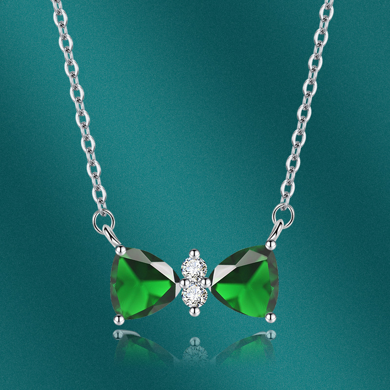 Fashion Bow Knot Copper Plating Zircon Pendant Necklace 1 Piece