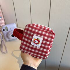 赤格リンゴブロック化粧バッグかわいいミニ口紅収納バッグ女子大容量携帯雑物バッグ
