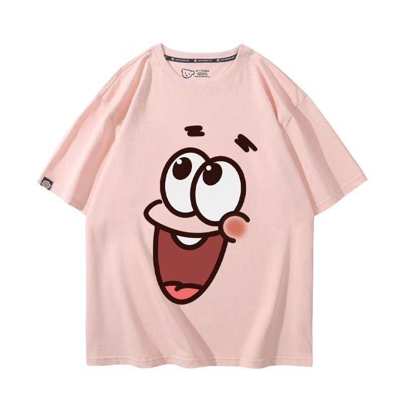Spongebob Squarepants and Patrick Star 3D Printed Short-Sleeved Round-Neck Men's Versatile Short-Sleeved Summer Cute Loose Top T-Shirt