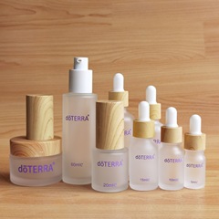 ドテラ ドロッパー精油ボトル 15ml/60ml スプレーフロストYBガラスボトル 木目蓋 doTERRAガラススプレーボトル