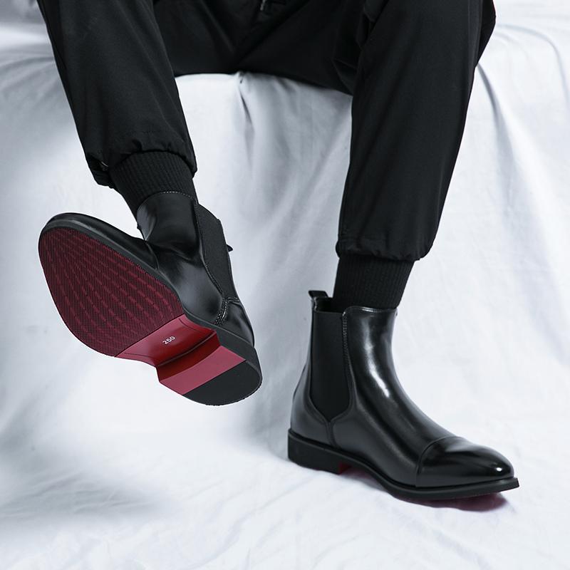 2025 Martin Boots British Trendy Retro Men's Chelsea Boots Casual High Top Leather Shoes Stylist Pointed Ankle Boots