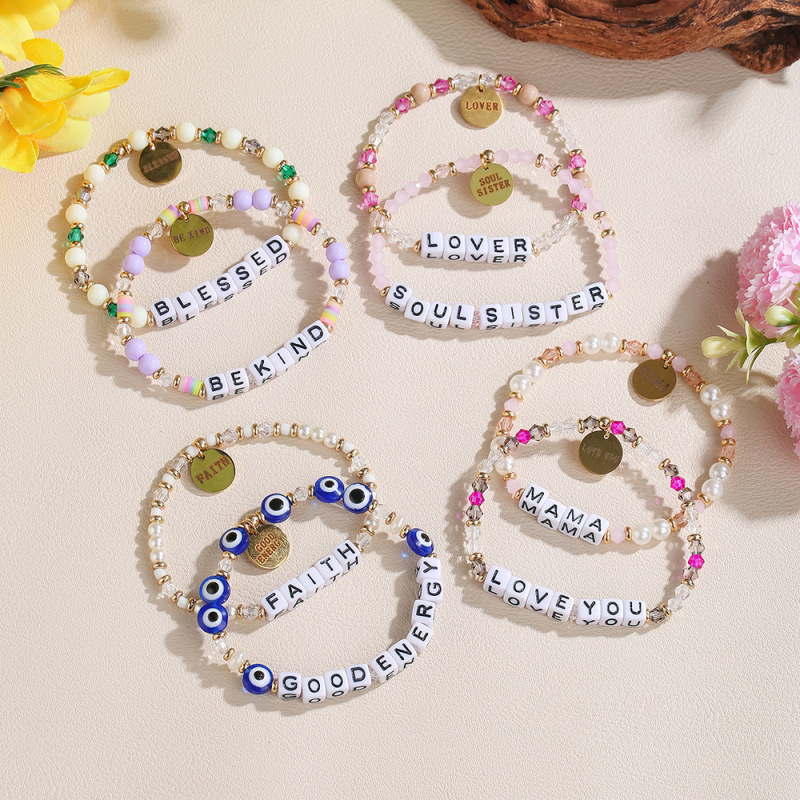 Cross-Border Best-Selling Versatile Crystal Letter Bracelet DIY Name Valentine's Day Gift for Mom Best Friend Handmade Beaded Bracelet