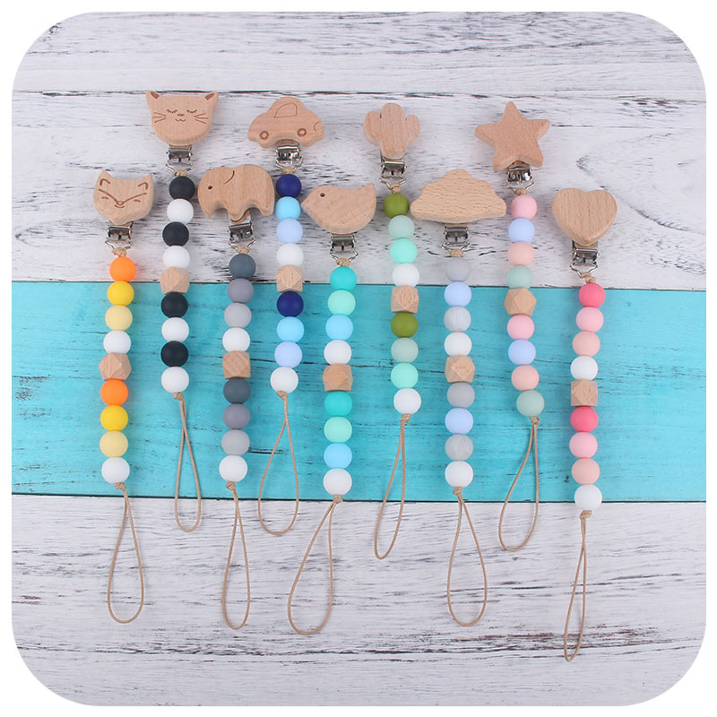 Nuevo bebé calmante silicona chupete cadena teether traje Bebé haya animal chupete clip juguete mordedor