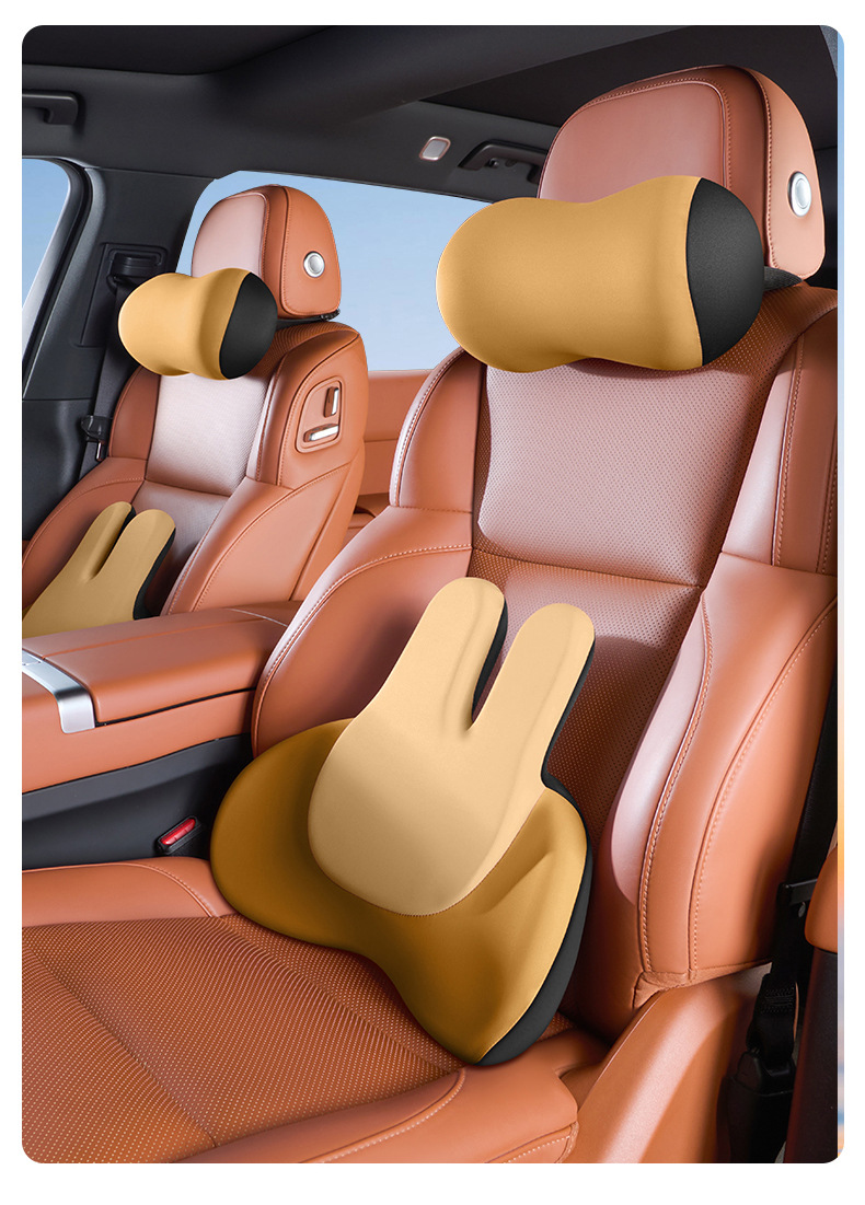 High-End Car Headrest with Heating, Electric Massage, Space Memory Foam Seat, Neck Pillow, Car Lumbar Support Pillow