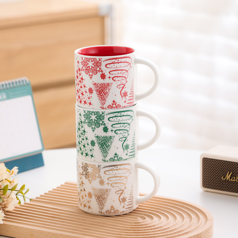 Taza de Navidad de la ciudad caja de regalo taza plegable con tapa taza de marca de regalo de Navidad al por mayor