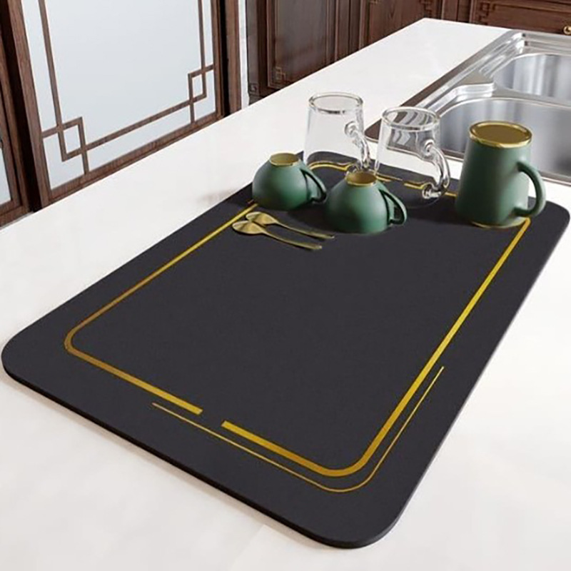 Alfombra absorbente de cocina estilo nórdico, tapete de diatomea antideslizante para mesa o encimera, aislante y de secado rápido