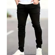 D 36265 Elastic Waist Slim Tapered Jeans �ɽ�������С�ſ���
