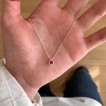 韩版圆形项链女款镶彩色锆石满天星吊坠日韩短款锁骨链简约小众潮