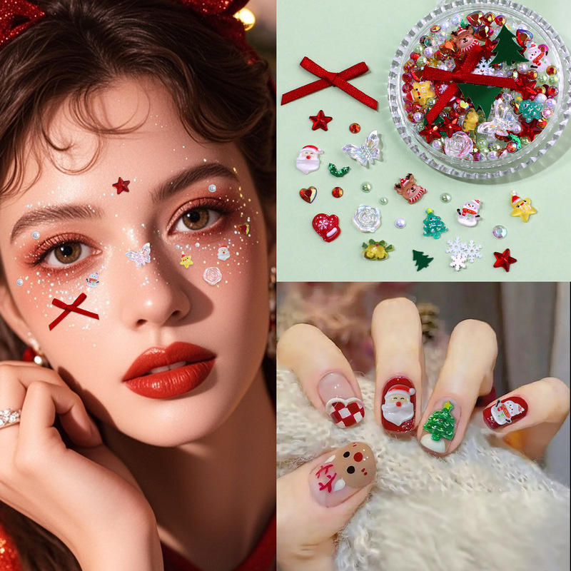 Christmas Cartoon Cute Nail Art Ornaments Nail Decoration Christmas Makeup Christmas Tree Christmas Star Ornaments