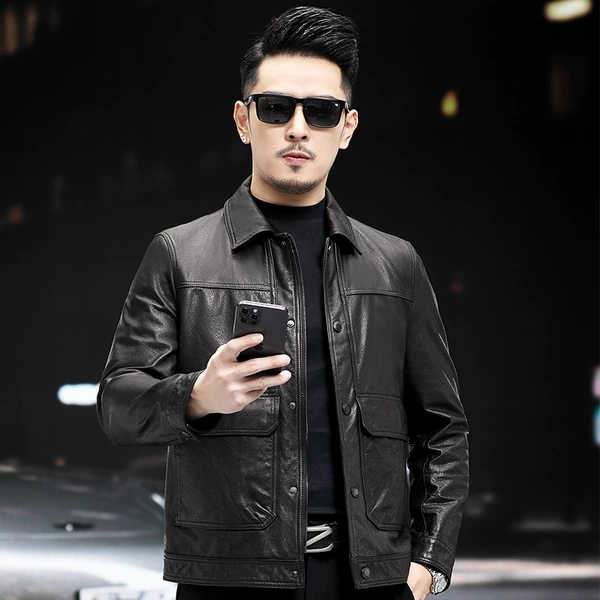 Black oil wax leather thin model