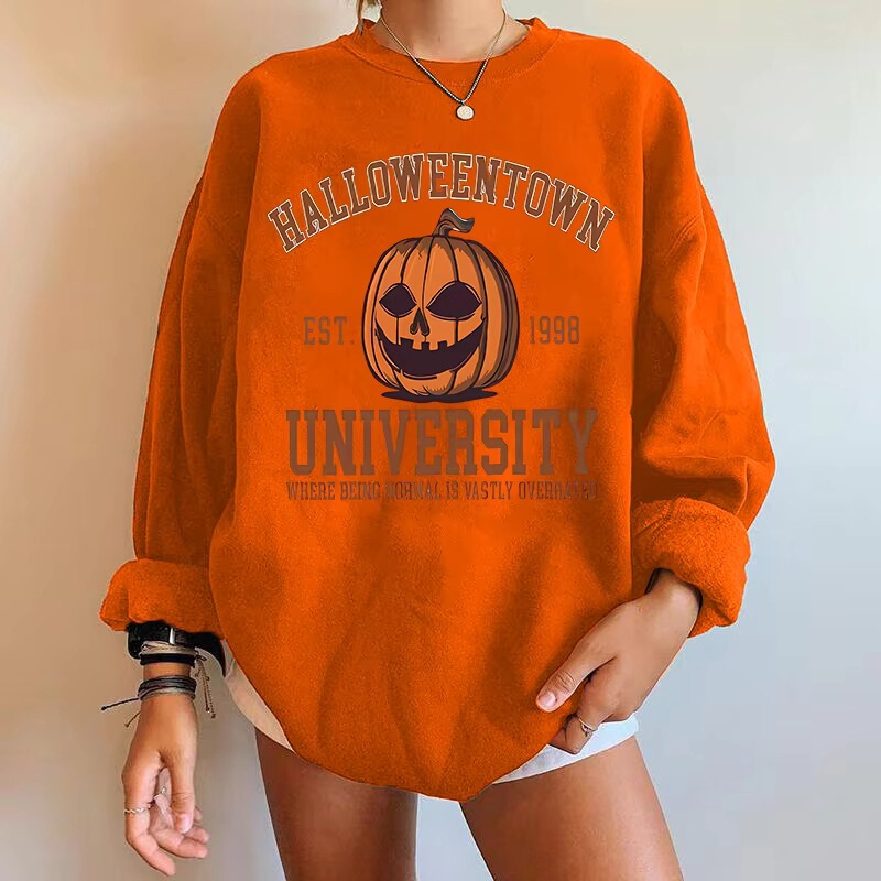 Halloween Pumpkin Letter Print Sweatshirt Round Neck Casual Trendy Sweatshirt Autumn Spring Women's Spy x Family Halloween Pumpkin Letter Print Sweatshirt Round Neck Casual Trendy Sweatshirt Autumn Spring Women's Spy x Family