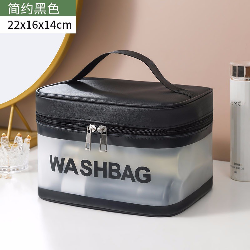 Bolsa de cosméticos transparente transfronteriza bolsa de almacenamiento impermeable de alta capacidad bolsa de lavado de maquillaje portátil PU