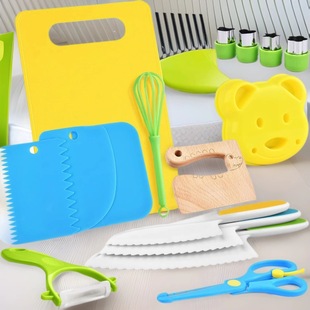 Factory direct 17-piece children's plastic vegetable and fruit knife kindergarten play toy safety knife suit