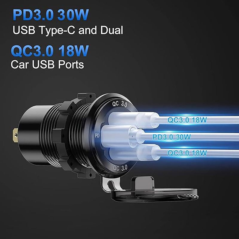 新製品車載携帯電話充電器2pd + qc3.0改造車充電電圧表示スイッチ付き車充電|undefined