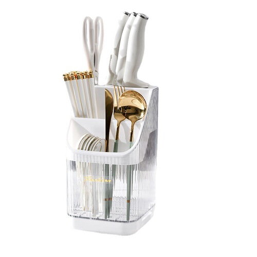 Light luxury knife rack storage shelf kitchen chopsticks spoon pot lid storage box multi-functional tool integrated cutting board chopstick holder