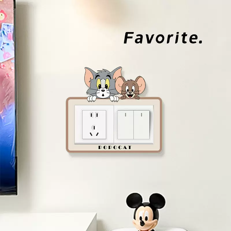 开关贴家用插座边框套简约风创意小饼干开关保护套亚克力装饰墙贴