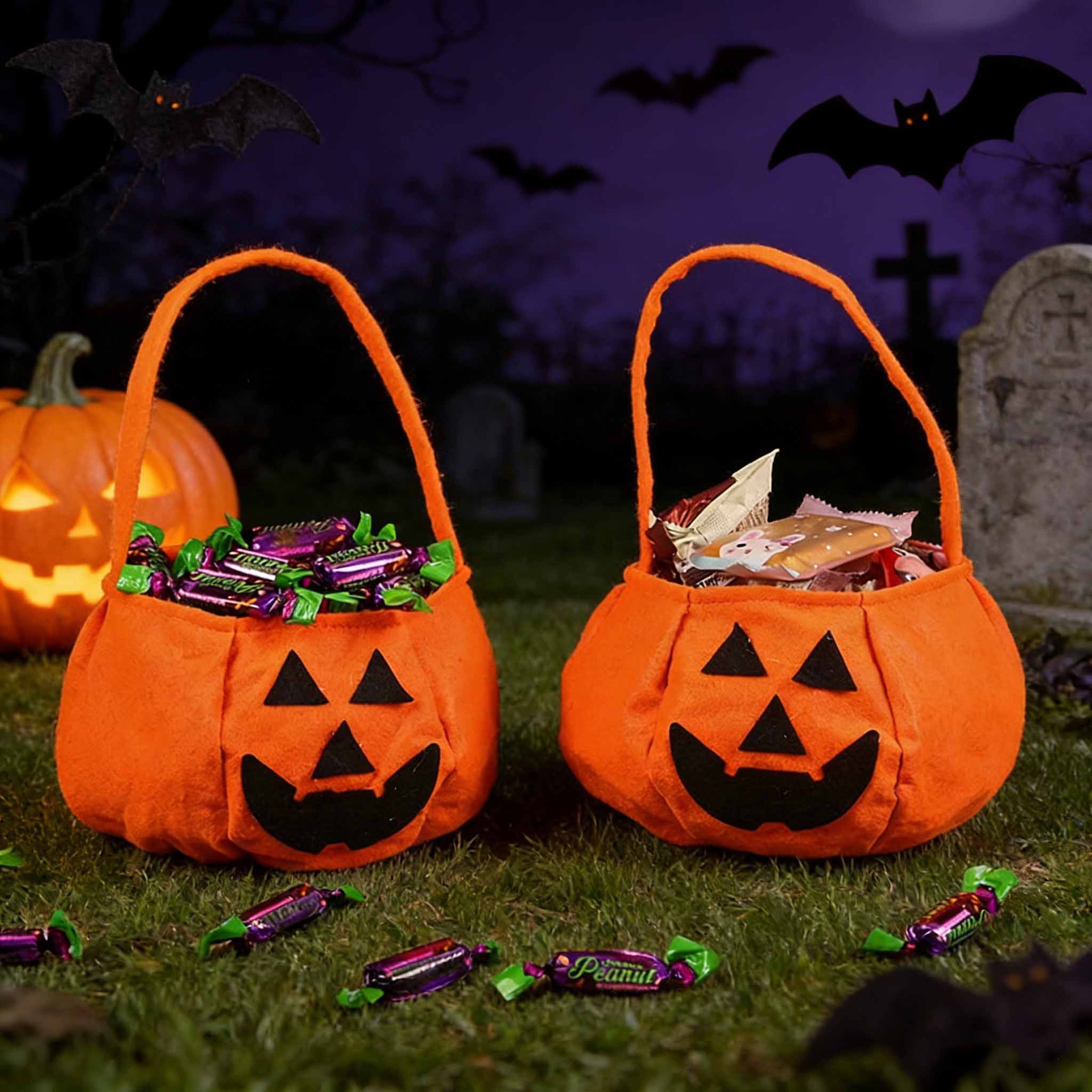 Bolsas de dulces de Halloween, atmósfera de vacaciones, regalos de vestuario, bolsas de mano para niños de la escuela primaria, bolsas de azúcar