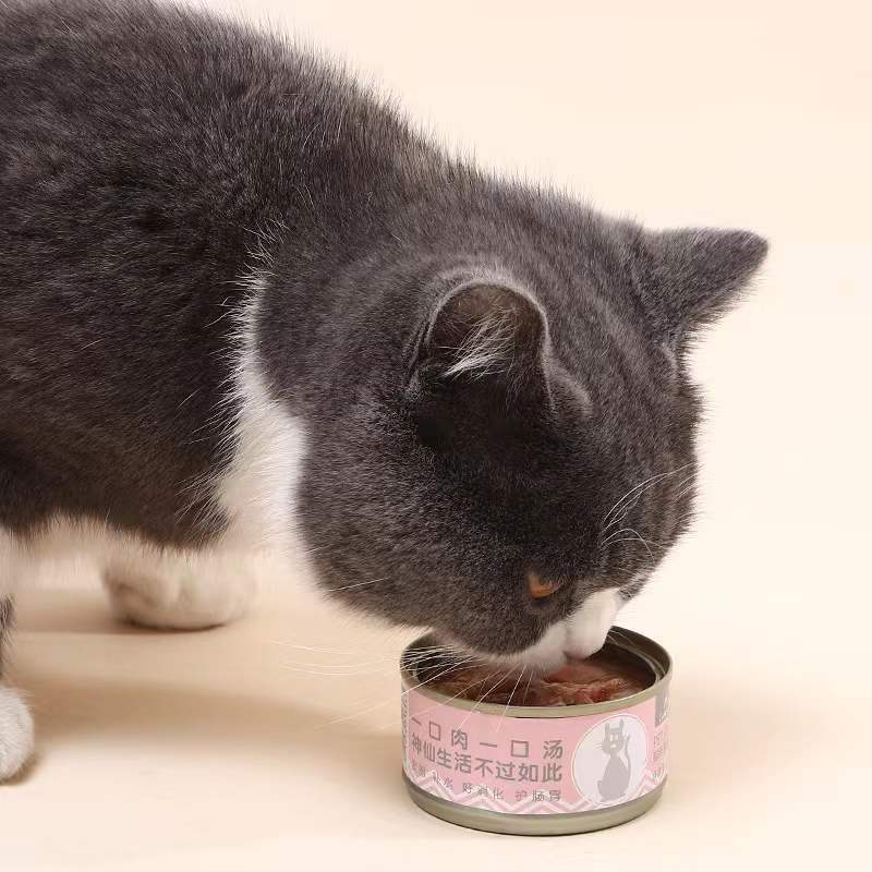 Alimentos para mascotas enlatados para gatos, alimentos húmedos para gatos, bocadillos de 80g, carne de atún, pollo enlatado para gatos.